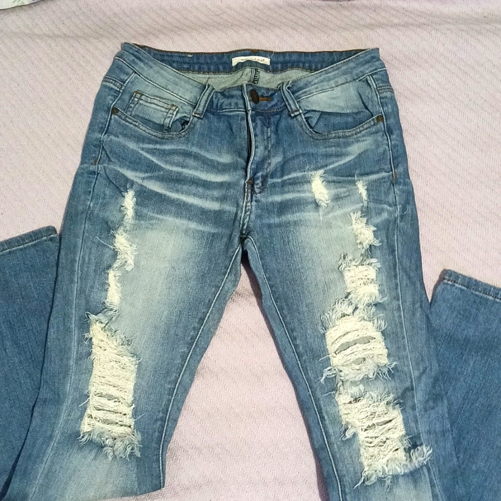 Machine Distressed Jeans